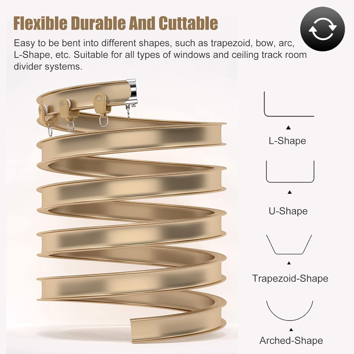 Binario flessibile per soffitto, resistente, pieghevole, divisorio, in alluminio, kit per doccia per camper, finestra a bovindo, 2 m, durevole e versatile (colore: scuro)