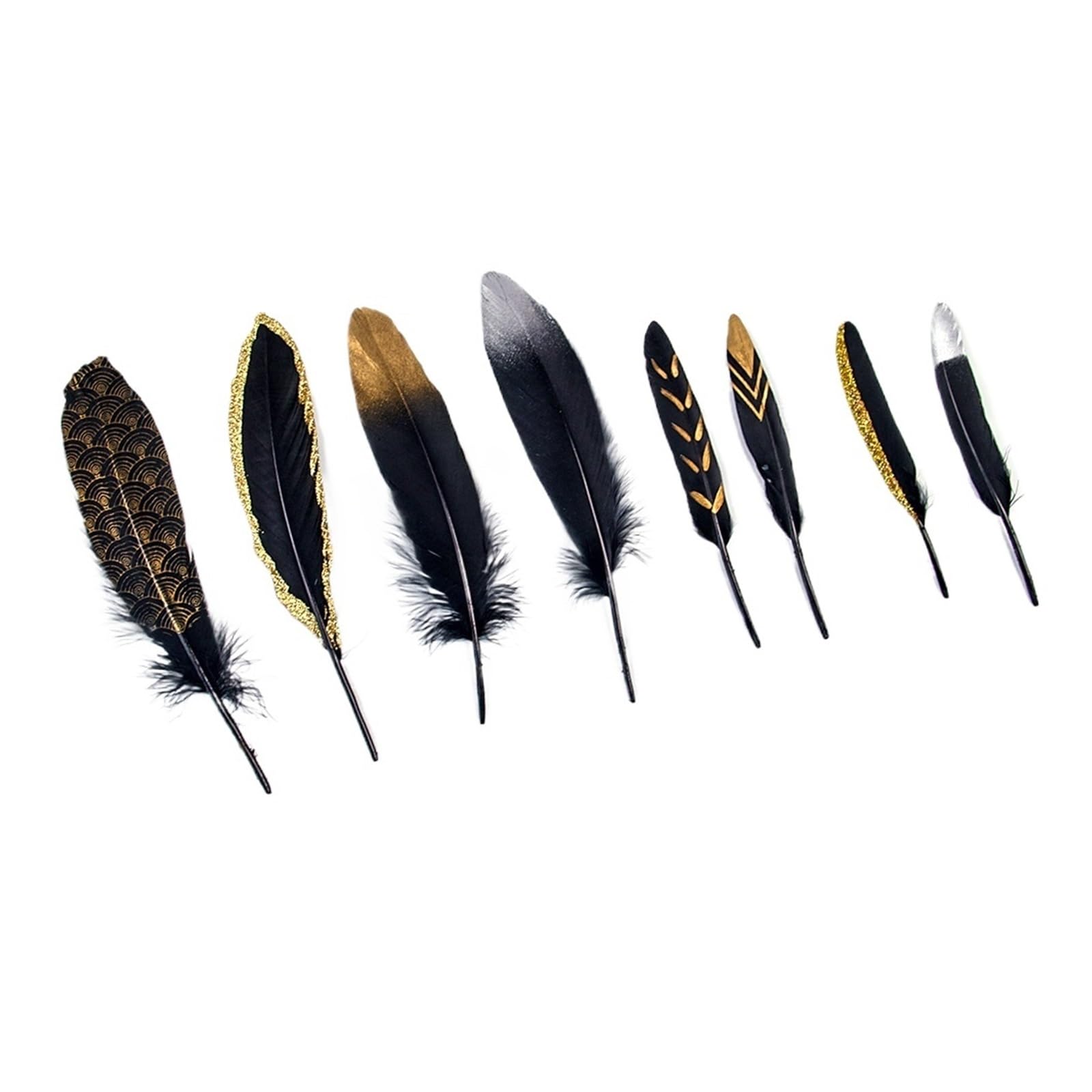 Plume d'oie naturelle en or noir, plumes d'aiguille, bijoux artisanaux, décoration DIY(Style I,100PCS)