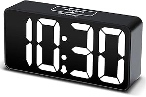 DreamSky Minimalist Alarm Clock with Large Display and Snooze