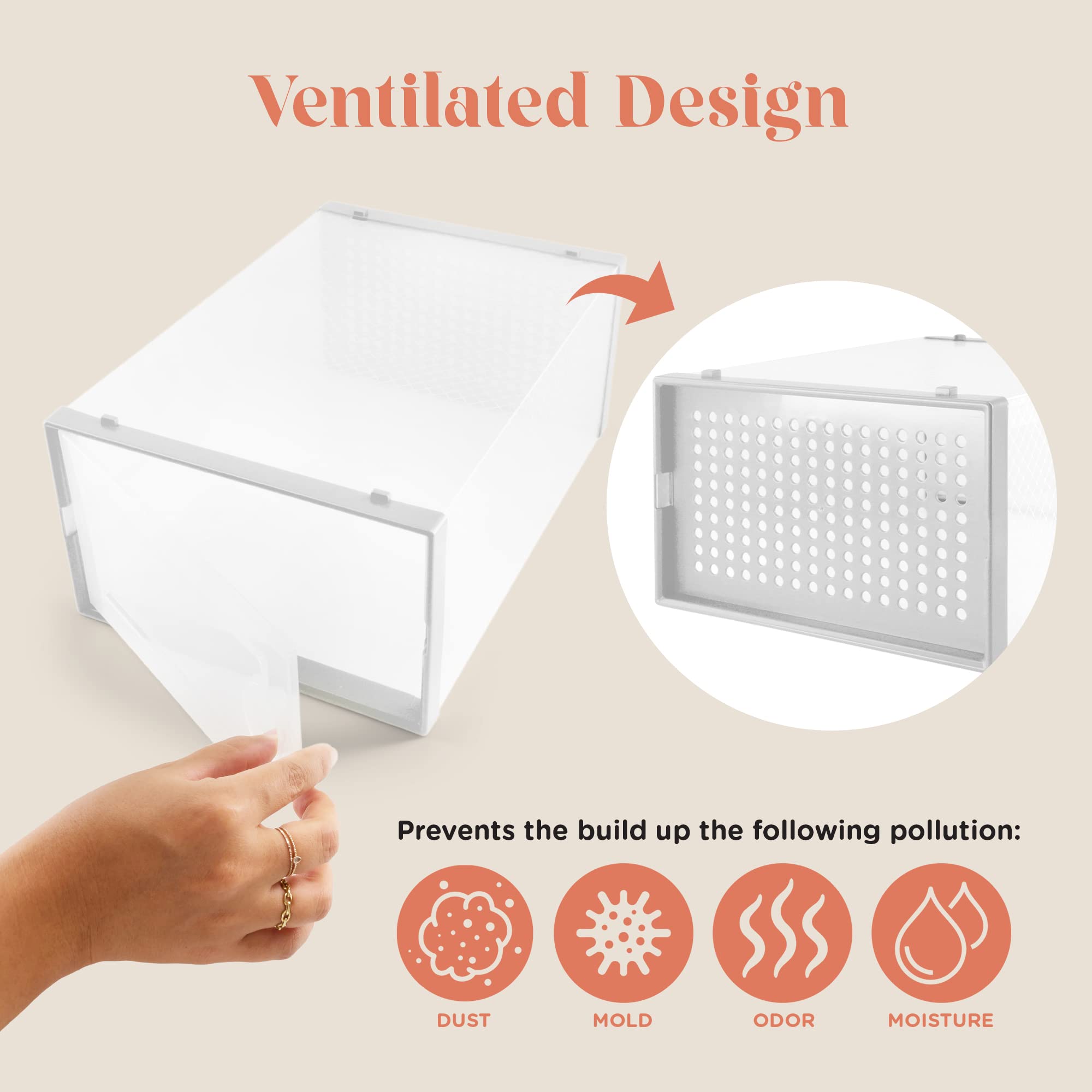 12Pack Shoe Storage Boxes Shoes Organizer for Closet Clear Plastic