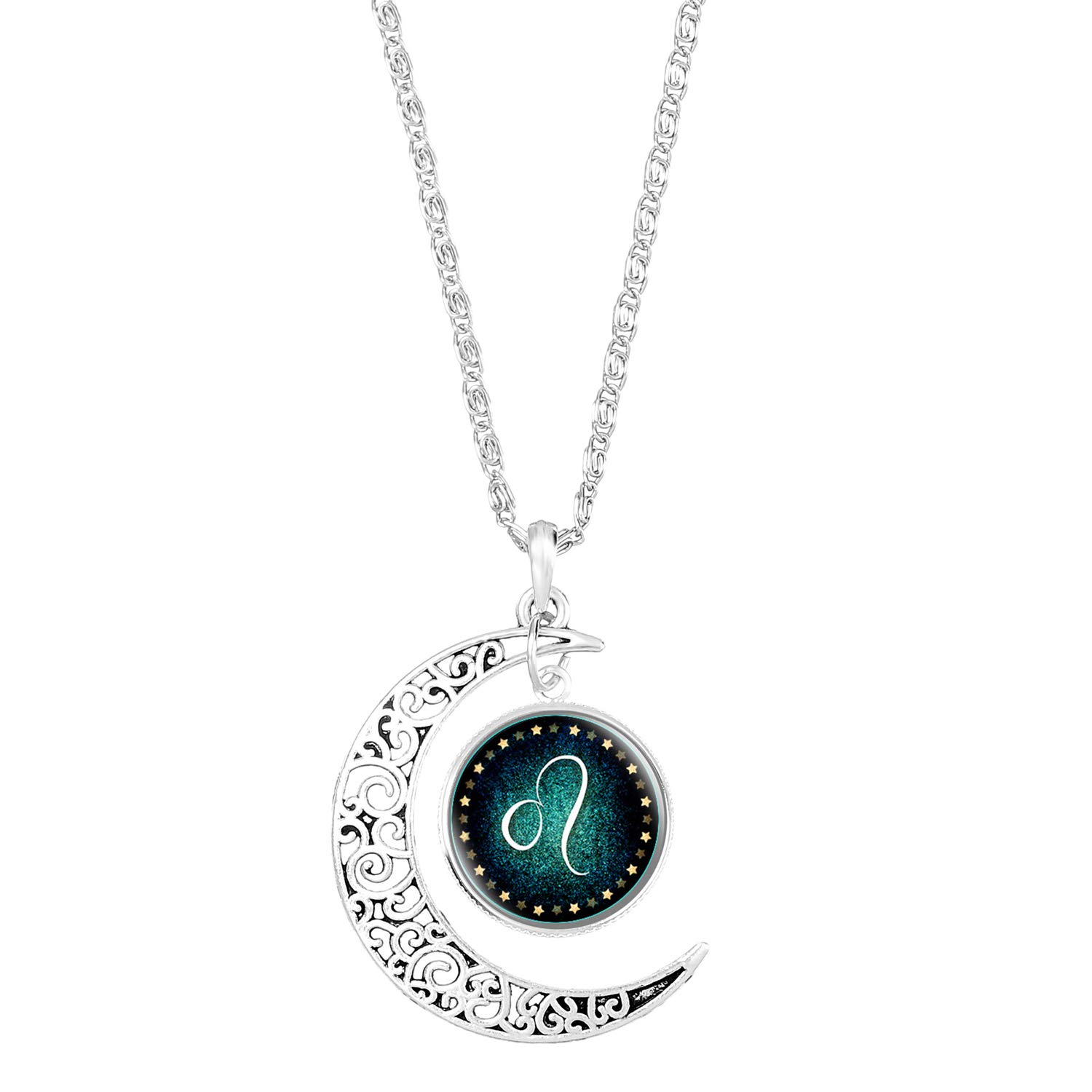 Gift Zodiac Sign Constellation Pendant for Women Western Silver Moon Necklace for Girls Fashion Jewelry-image-24