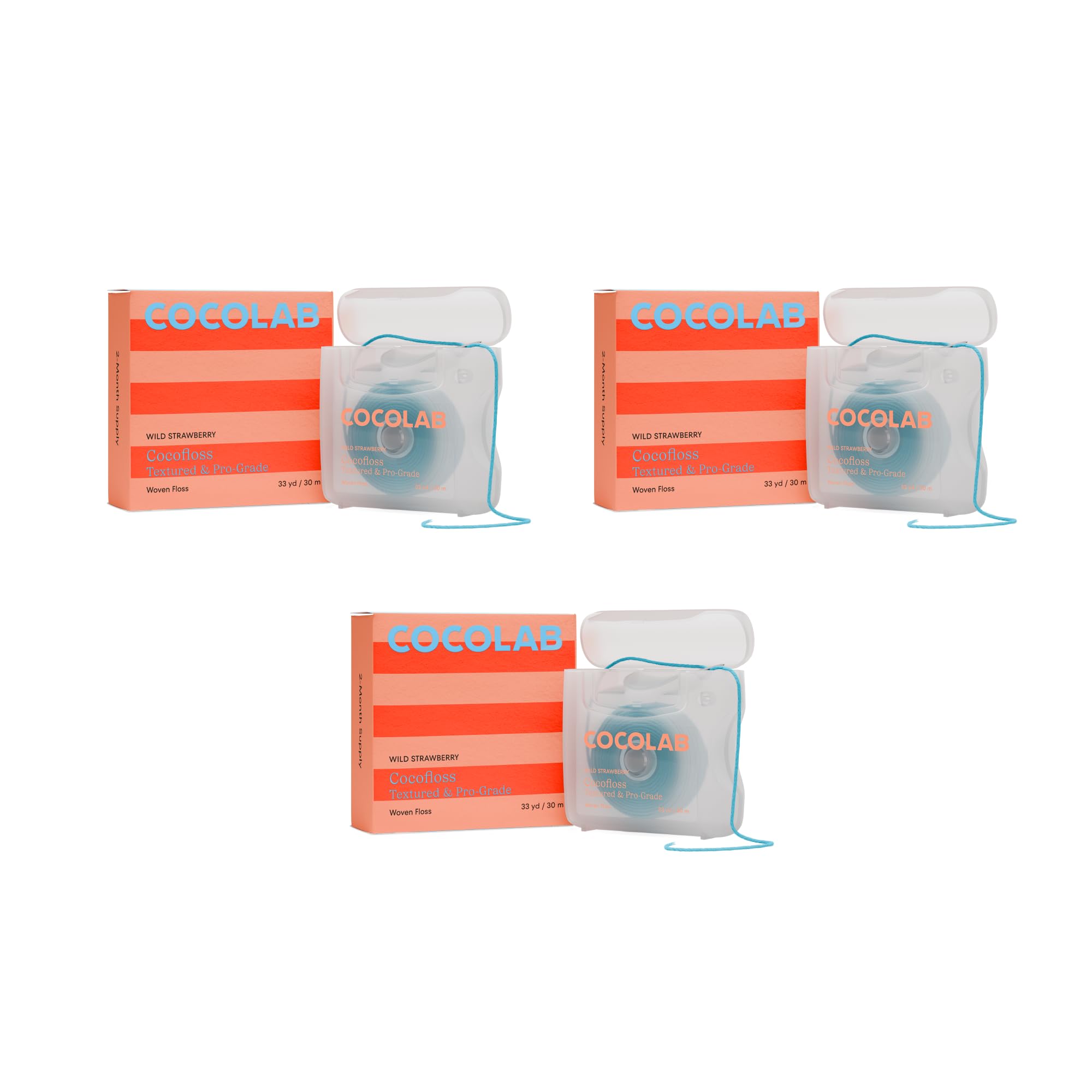 Cocofloss Woven Dental Floss Dentist-Designed Oral Care Strawberry Scent Waxed Expanding Kid-Friendly String Floss with Coconut Oil 3