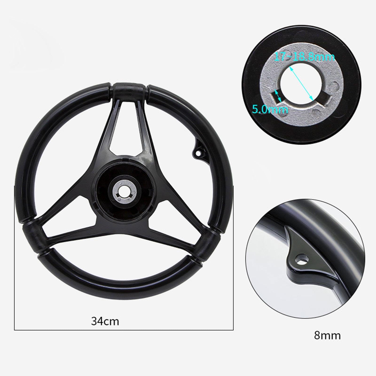Volante de Barco de 340mm, Nailon Antideslizante, vehículos acuáticos Premium, Volante Marino, Accesorios para Barcos