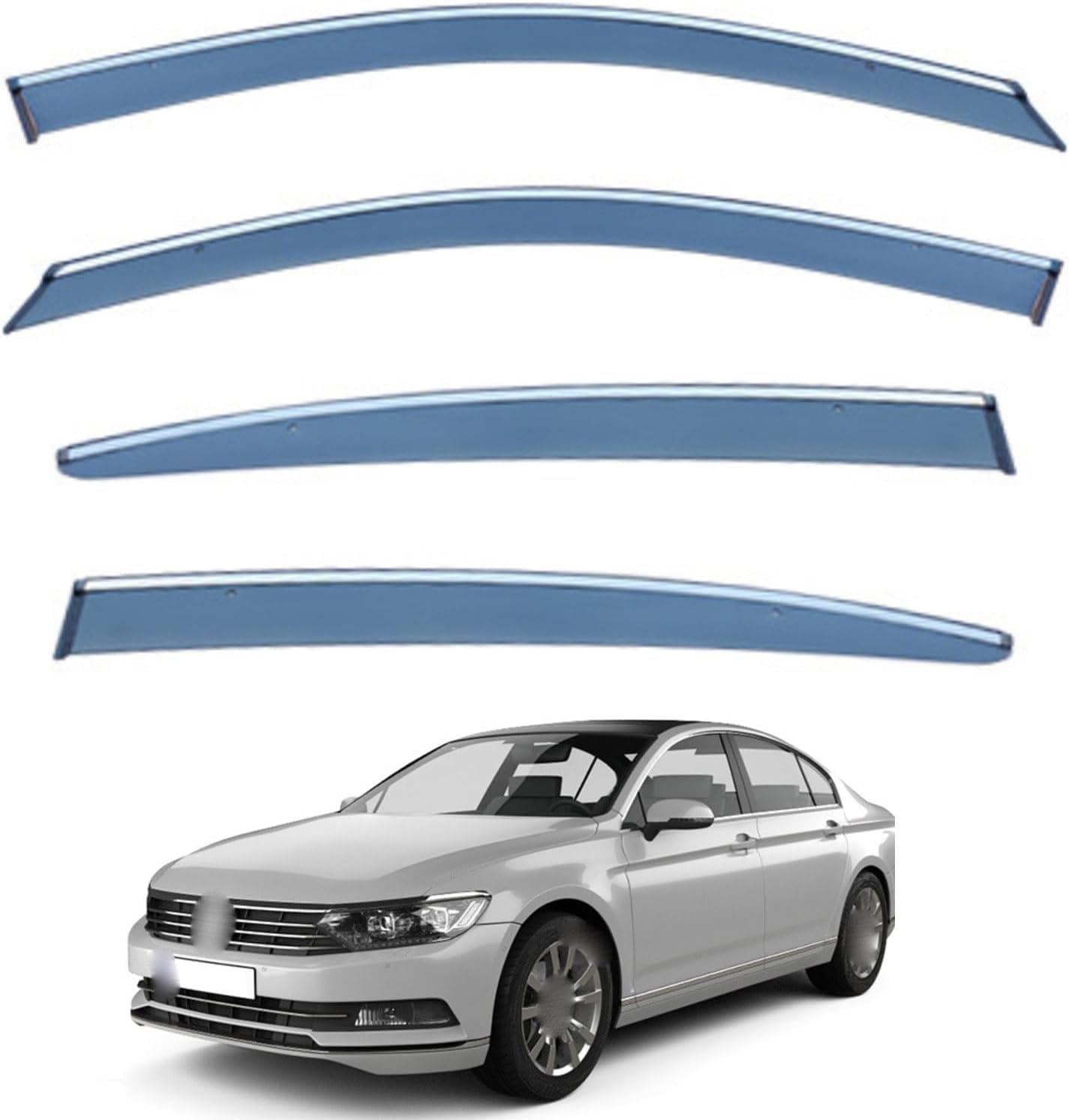 Liufangfc Normal Wind Deflectors For Passat Mk8-B8l 2015-2022 – 4Pc Tape-On Smoked Visors, Weatherproof, Anti-Salt/Snow, Low-Noise