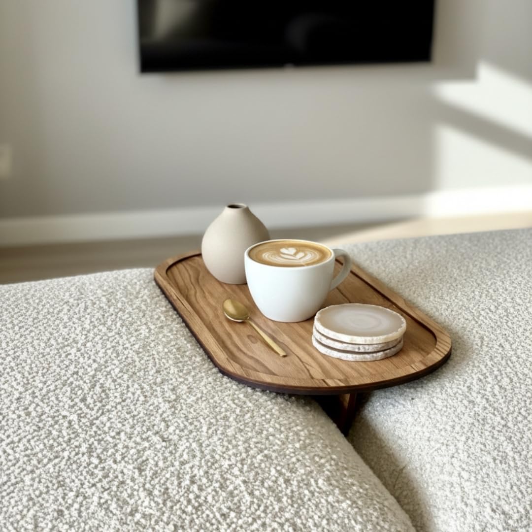 MASON HOME Elm Sofa Tray - Light Brown | Engineered Wood | Dining Tray | Home - Office - Living Room - Bed Room | Café & Hotels | Furniture | Serving Platter for Drinks - Appetizer - Snack Bowls