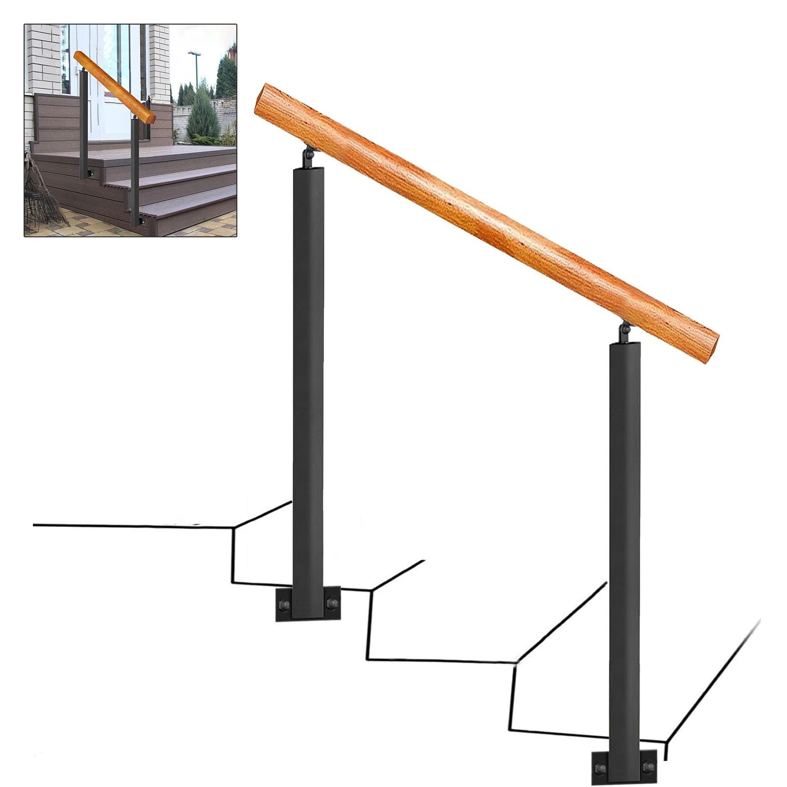 Rampe de transition réglable pour sécuriser les escaliers de terrasse en béton