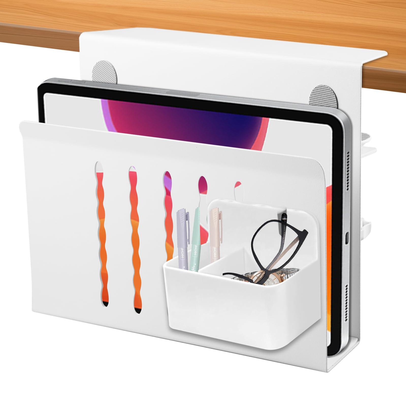 Support latéral pour PC blanc idéal pour le télétravail ordonné