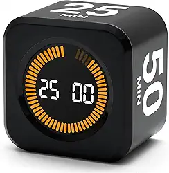 Temporizador Cozinha, 500mAh Timer, Relogio Digital de Mesa, com Avisos de Vibração E Som Timer Cozinha, Relogio de Mesa, Temporizador, Cronometro de Mesa, 5/10/25/45 Minutos, Máx de 99 Minutos