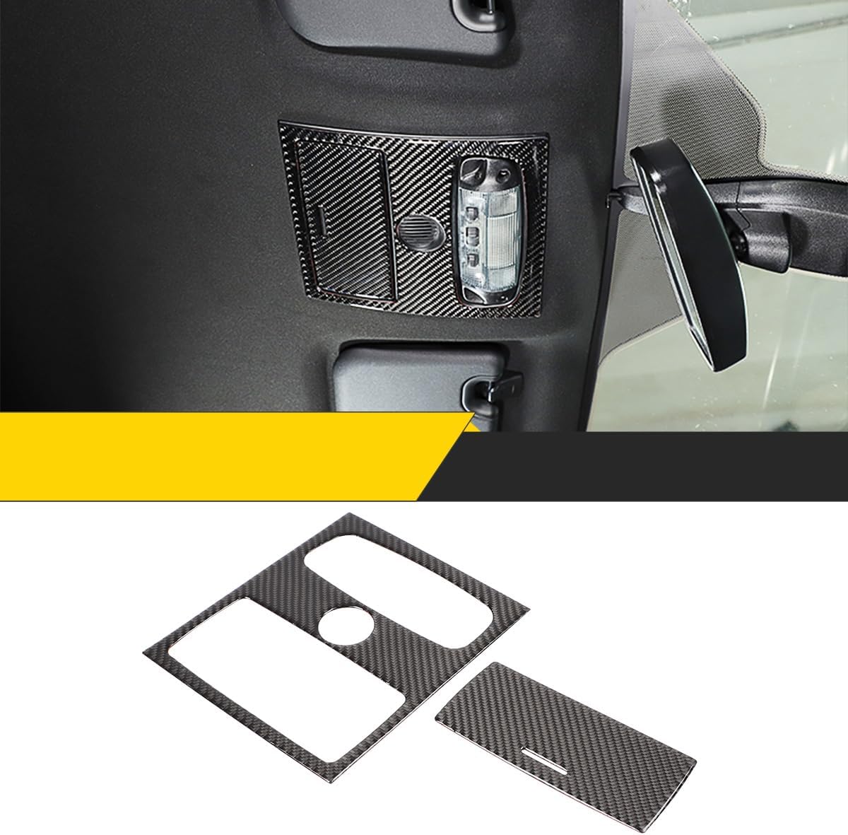 Front Reading Light Panel Decorative Stickers Fit for Ford Ranger 2015 2016 2017 2018 2019 2020 2021 Real Carbon Fiber (Soft) Interior Trim Protective Accessories