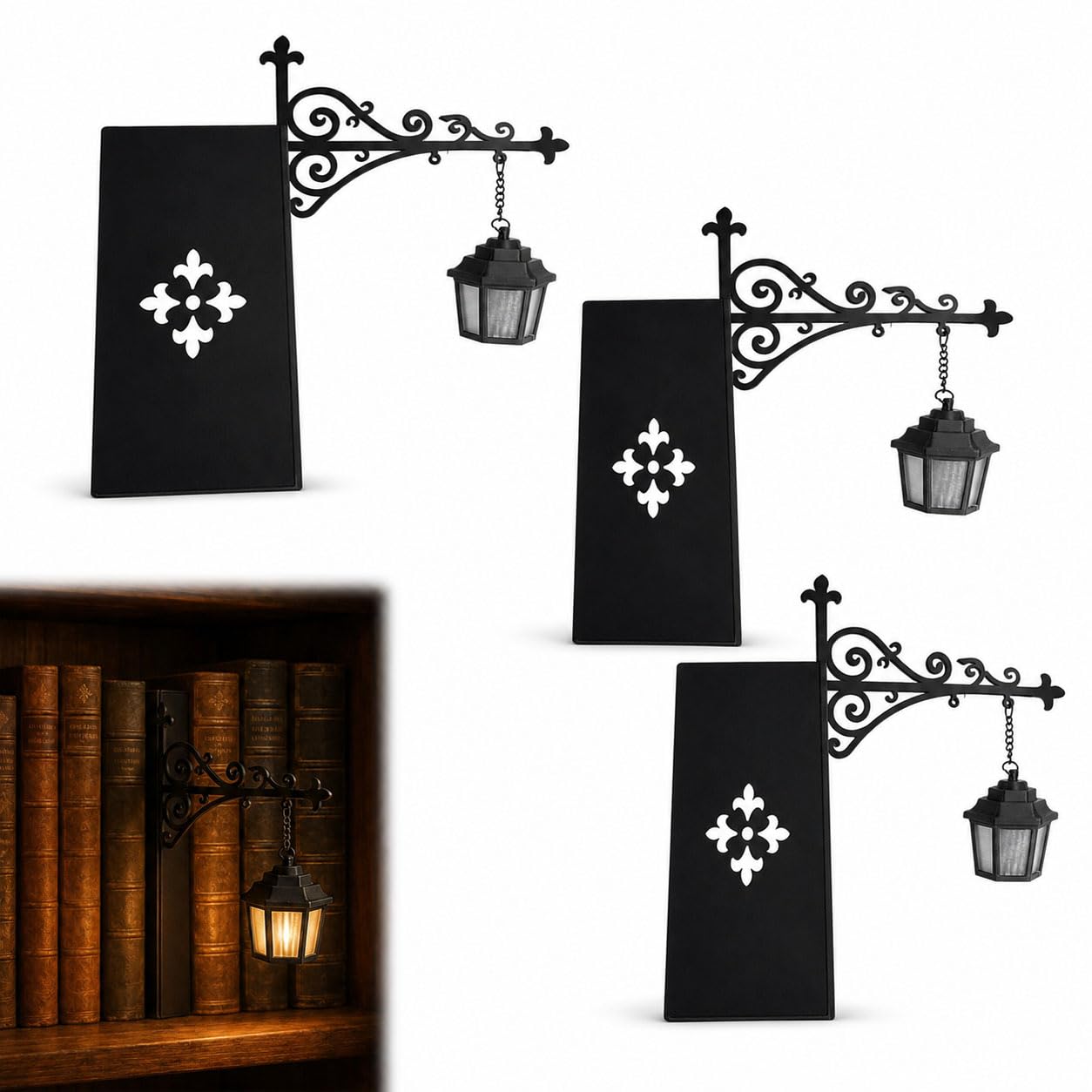 Bookshelf Lantern,Book Nook Lights,Library Lantern-Decorative Bookshelf Lighting,Vintage LED Reading Lamp for Desk & Shelf,Warm Glow Mini Bookcase Light,Home Decor Gift for Book Lovers (3PCS-A)