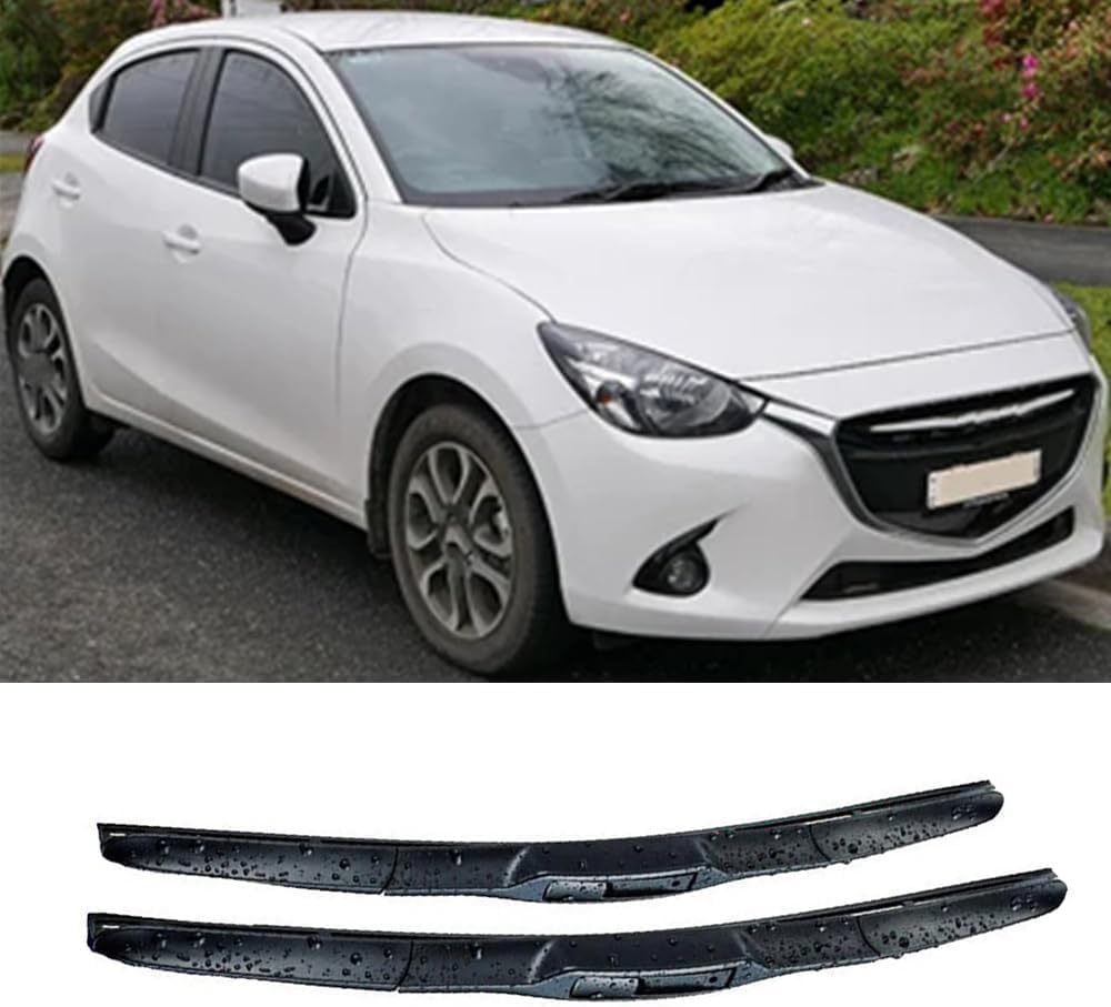 RESKIU Car Front Windshield Wiper Blade Set Replacement for Mazda 2 Demio DJ DL 2014-2023, All Season Windscreen Wipers Quiet Easy Installation