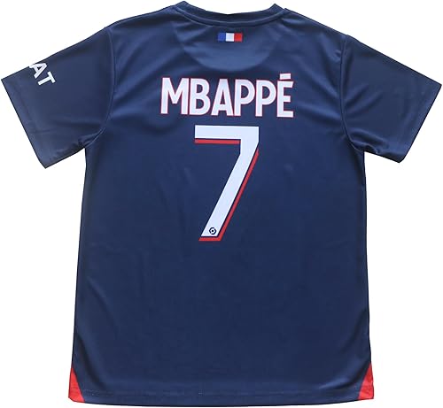 Miniatura 3 de París Home #7 Mbappe - Juego de calcetines cortos de fútbol para niños, 20232024, tallas juveniles