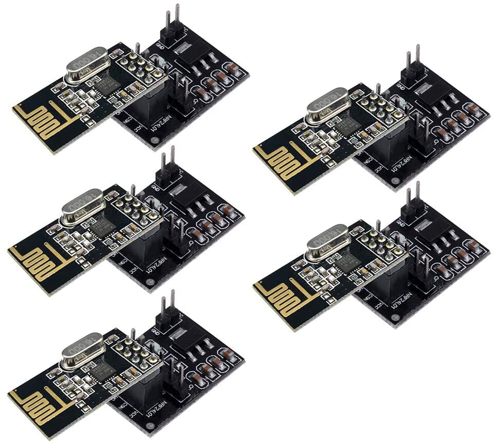 REES52 5PCS NRF24L01 Wireless Transceiver Module with NRF24L01 Socket Breakout Adapter 8 Pin Plate Board-image-28