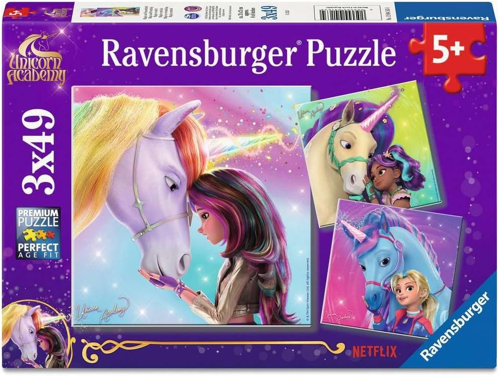 Ravensburger Children's Puzzle - 12004163 - Unicorn Academy - Unicorn Puzzle for Children from 5 Years with 3 x 49 Pieces - Unicorn Gifts