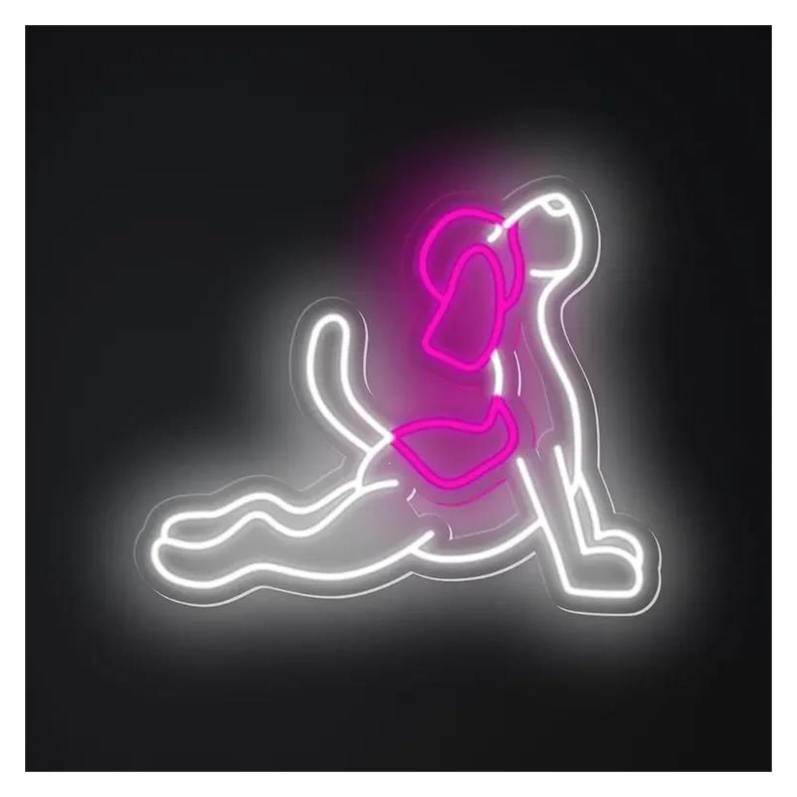 SHOUXI Sign Lamp Yoga Dog Neon Sign Cut Animal Light Dimmable USB Powered for Yoga Studio Office Gym Store Wall Decor 40cm(A)