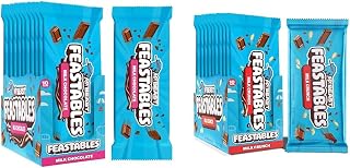 MrBeast Feastables Milk Chocolate & Milk Crunch Bars Bundle, King Size, 20 Count, Creamy & Crispy Chocolate Candy, 2.1oz Each