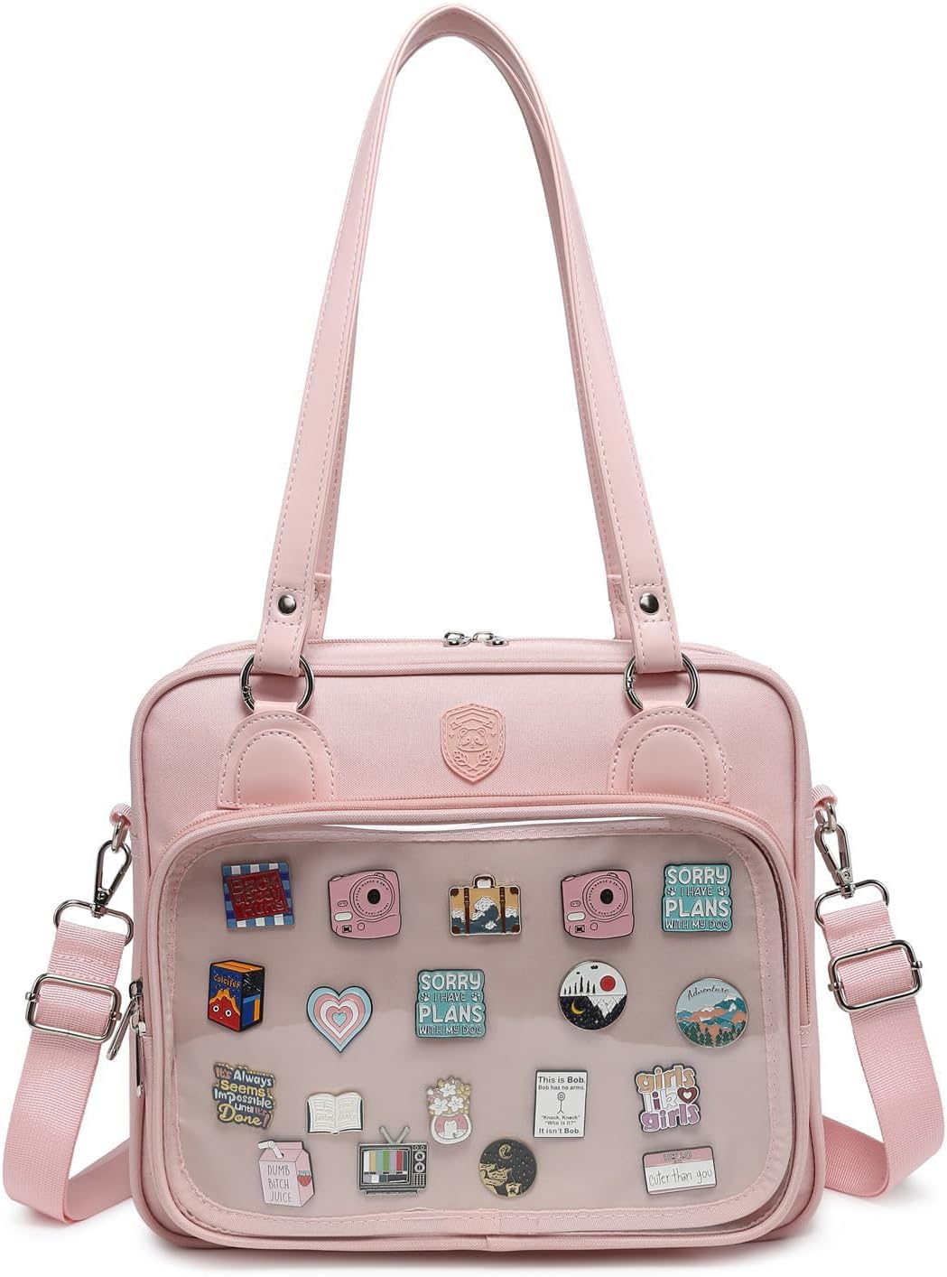 Oxford Ita Bag Crossbody Shoulder Bag Satchel Messenger Backpack Multi-Purpose Pins Display
