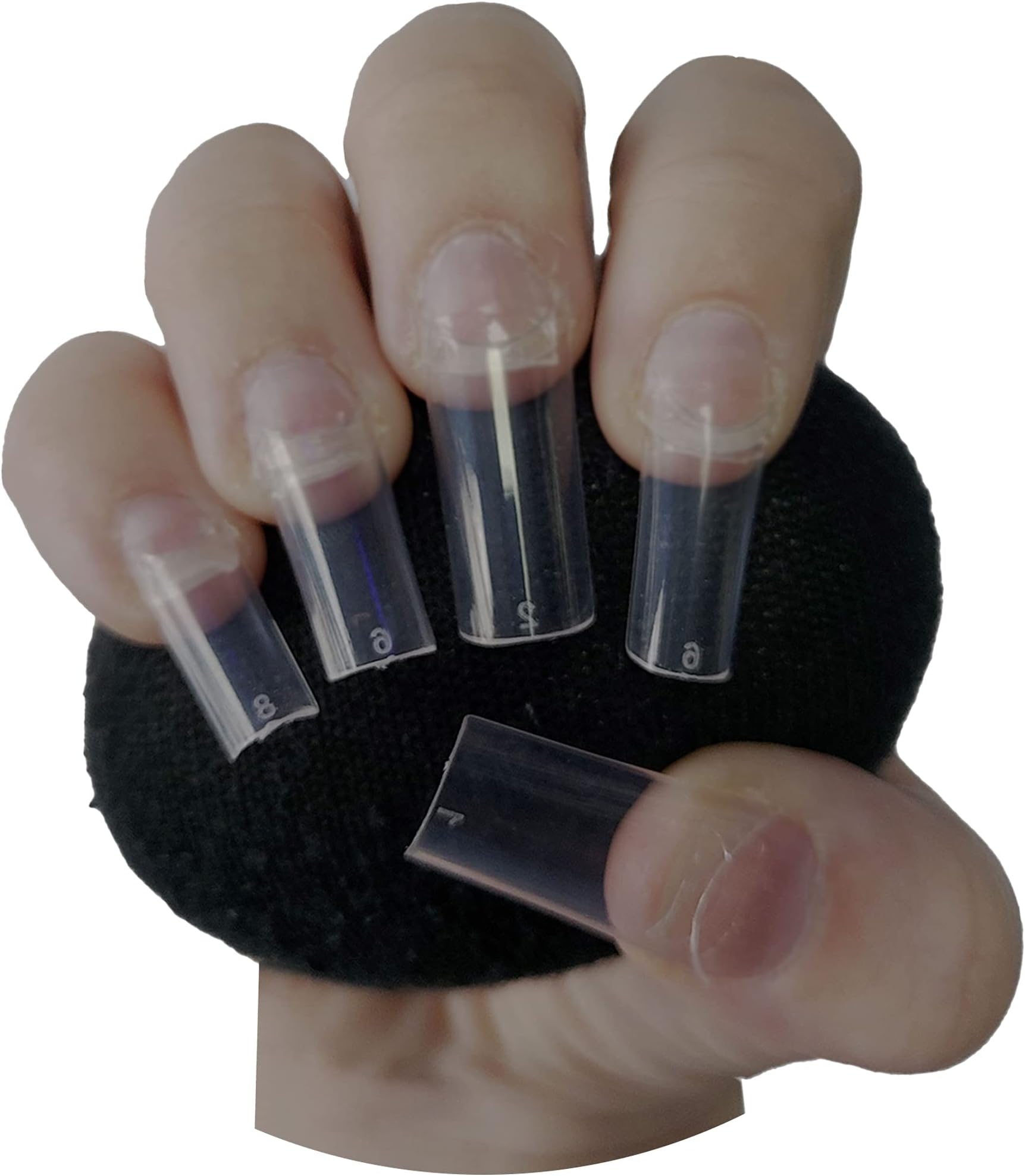 500 Pieces Extra Long Square C Curve Pre Pinched False Nail Tips Extensions CLEAR Half Well Half Cover Acrylic False Nails Tips- Professional Salon & Home Use