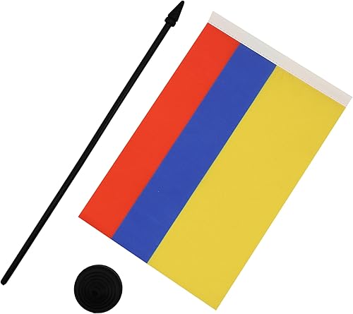 Miniatura 3 de Bandera Colombia de AZ BANDERA Colombia, 5 x 8 pulgadas, bandera de escritorio colombiana, 8.3 x 5.5in, barra y base de plástico negro