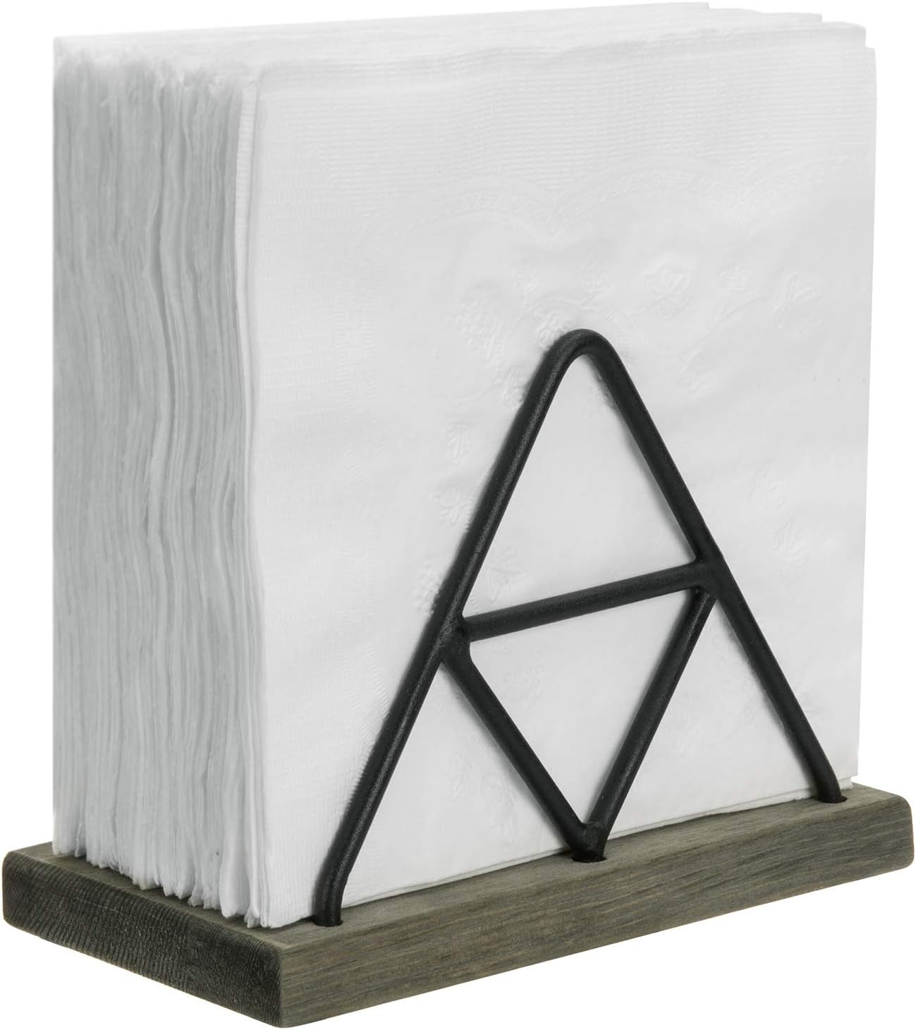 Authentic Crazy Deals MyGift Modern Triangle Metal Wire & Dark Gray Wood Upright Napkin Holder - Hold up to 100 Square Paper Napkins Best Seller MyGift Modern Triangle Metal Wire & Dark Gray Wood Upright Napkin Holder - Hold up to 100 Square Paper Napkins