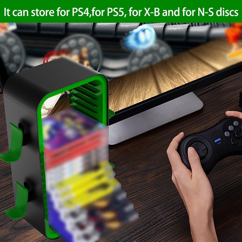 Supporto per 18 giochi, torre di archiviazione per videogiochi, torri in ABS, supporto per PS4, PS5, Xbox e per interruttore, 35 x 11 x 7 cm (bianco e nero)