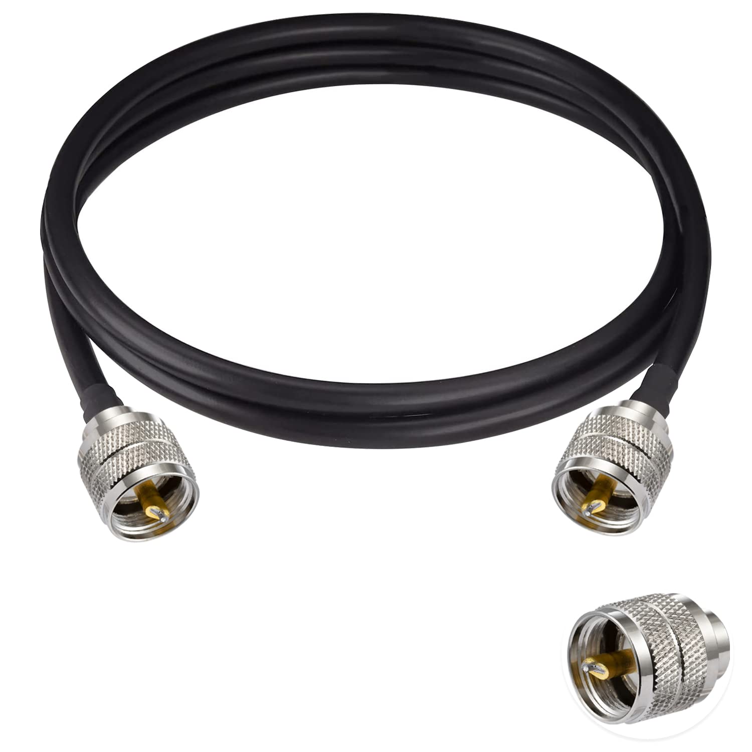 POBADY PL 259 Cable UHF Male PL-259 to UHF Male PL-259 Low Loss Coax Cable UHF Jumper Cable PL-259 RG58 3FT/1M for Walkie Talkie CB Radio SWR Meter Antenna Analyzer