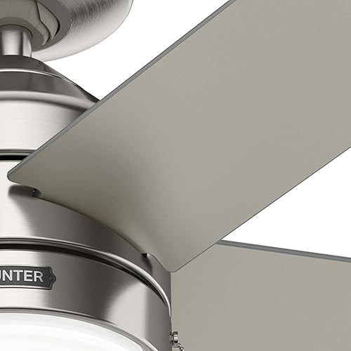 Miniatura 6 de Hunter Fan Ventilador de techo contemporáneo de níquel cepillado de 44 pulgadas con kit de luces y cadena de tracción (renovado)