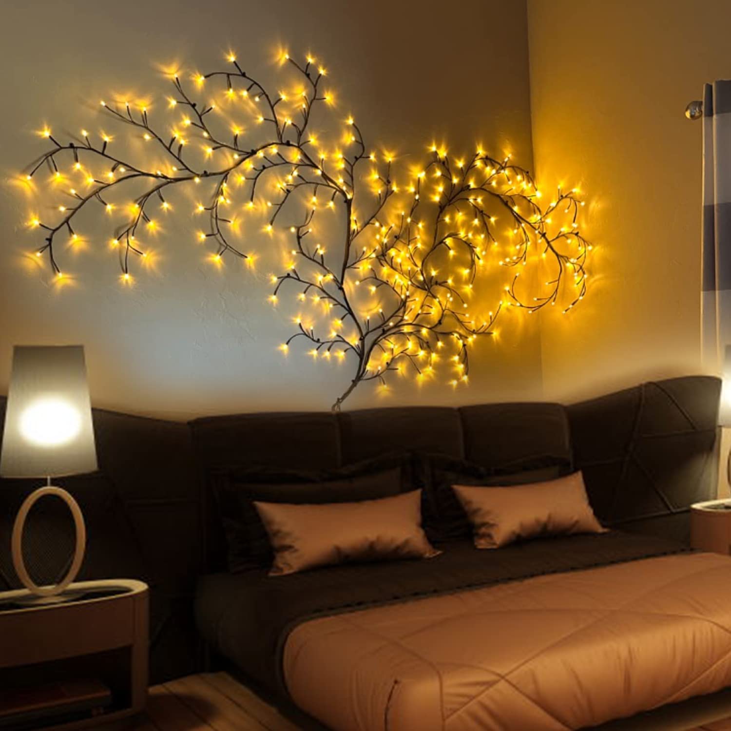 DIY wierzba winorośl podświetlana drzewo gałązki światła 144 łańcuchy świetlne LED, łańcuch świetlny wewnątrz, do pokoju, na Boże Narodzenie, do sypialni, na imprezę, ślub, drzwi, blat