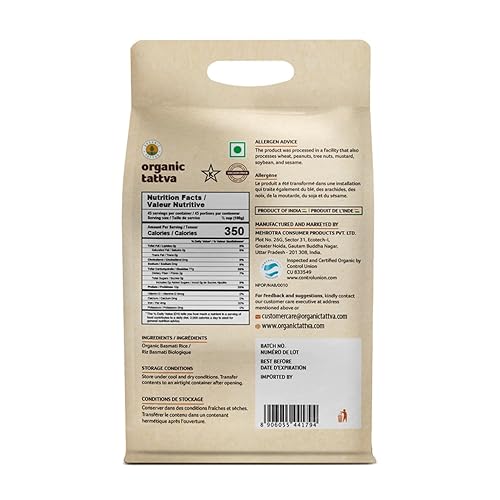 Miniatura 2 de Organic Tattva Biryani - Arroz basmati de grano largo (10 libras)  Arroz blanco orgánico para Biryani  Sin aditivos  Vegano  Sin OMG  Sin gluten