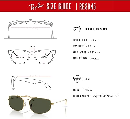 Miniatura 4 de Ray-Ban Explorer 5 RB3845 - Lentes de sol rectangulares para hombre para mujer + paquete con kit de gafas de diseño iWear de cortesía