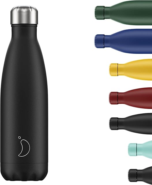 Chilly's Water Bottle - Stainless Steel and Reusable - Leak Proof, Sweat Free - Black - 500ml