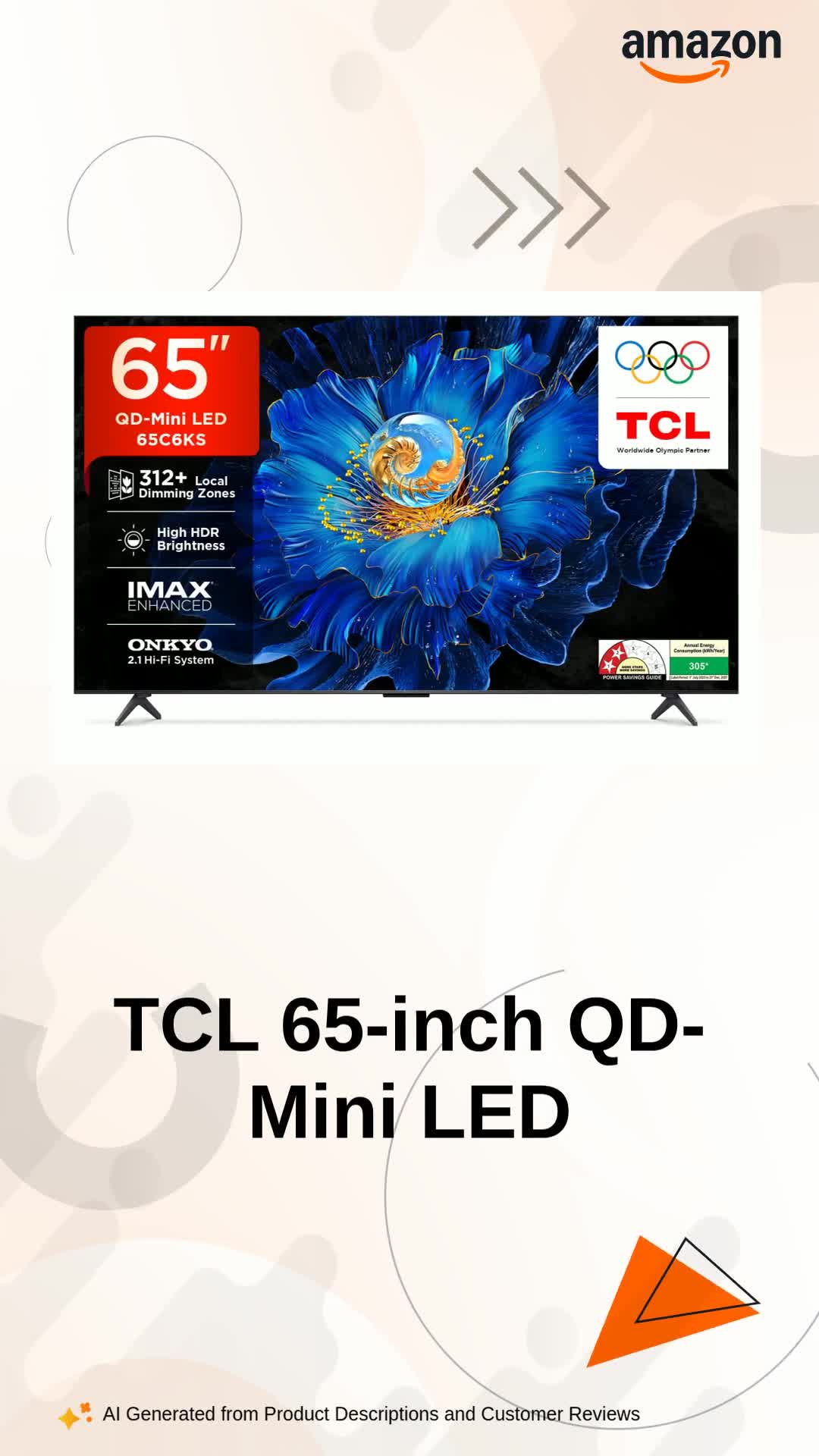 【新品未使用】TCL 65C6KS 65インチ 4Kスマート液晶テレビ TCL 164 cm (65 inches) 4K Ultra HD Smart QD-Mini LED Google TV
