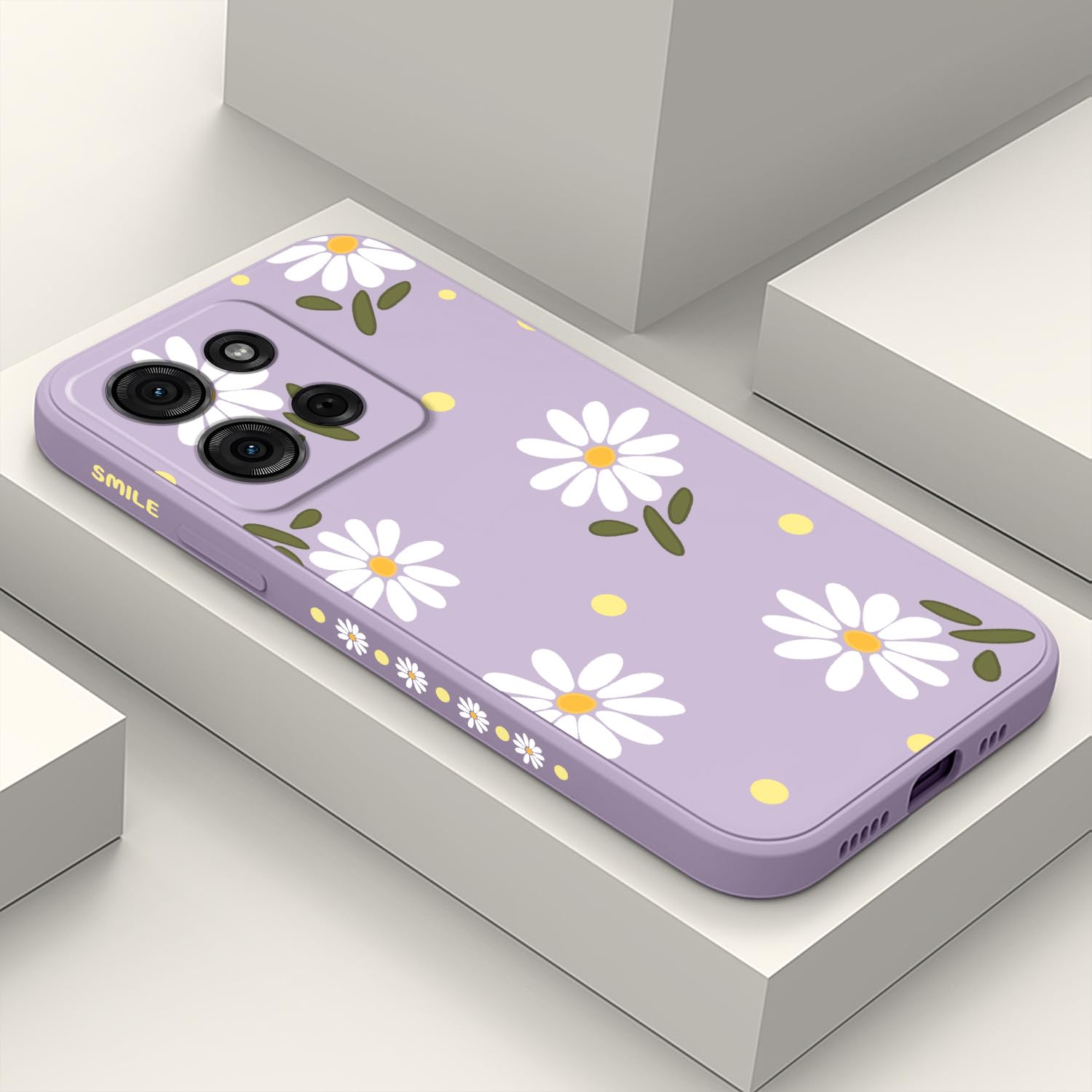 LEECG for Motorola Moto G 5G 2025 Case, Flower Pattern Slim Case Soft Silicone Protective for Moto G 5G 2025 Phone Cover, Daisy Purple