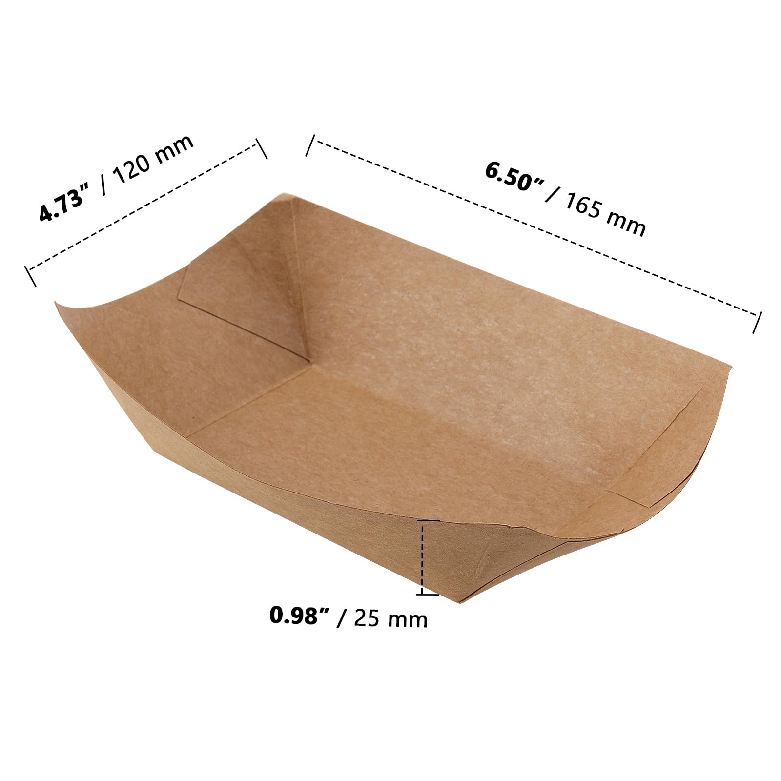 ZOENHOU 100 ciotole in cartone Kraft 165 x 120 x 25 mm marrone per fingerfood snack