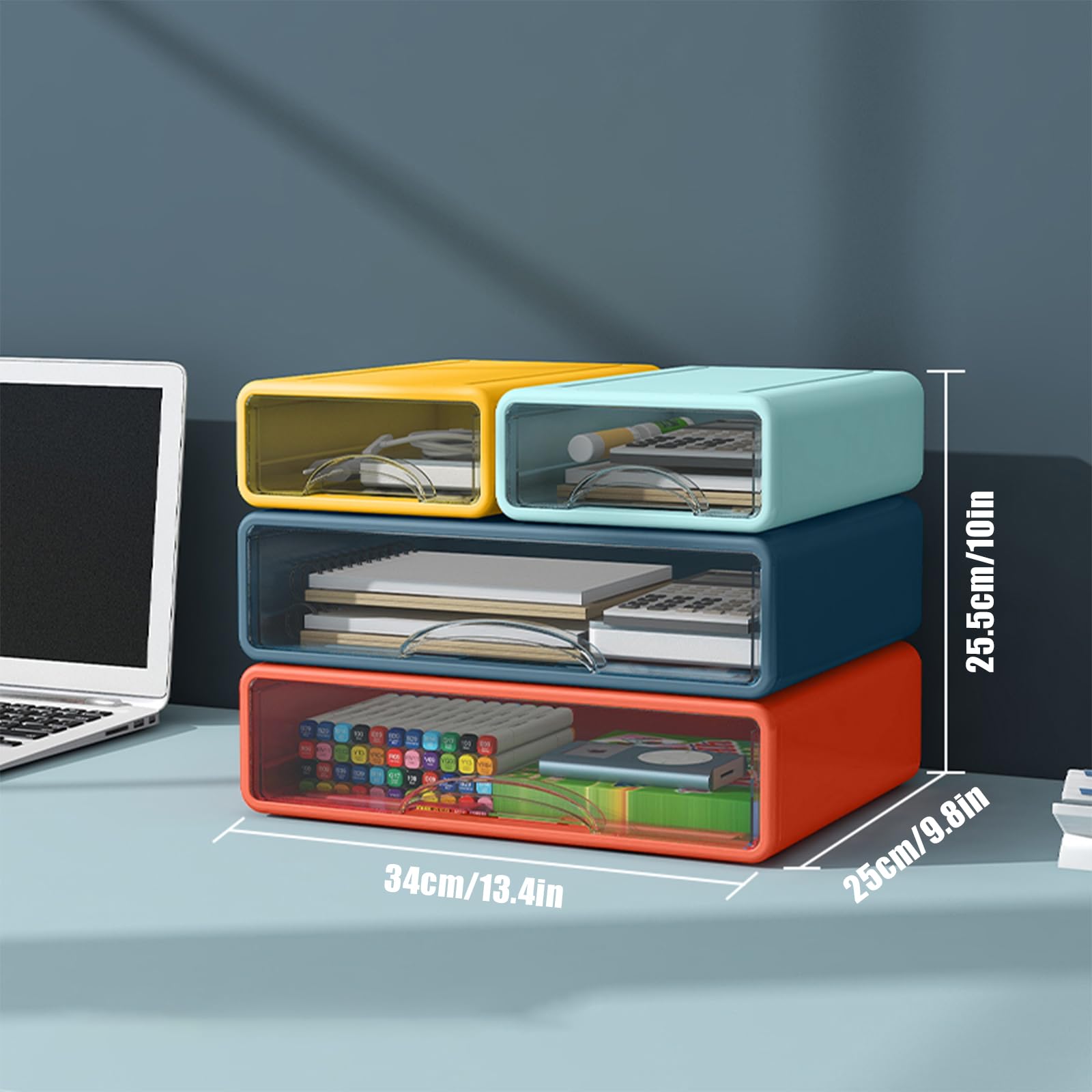 Organizer da scrivania con cassetti, cassetti impilabili con scomparti, organizzazione da scrivania per forniture per ufficio, trucco, matite, nastro, gomme, graffette, caricatori (2S2M)