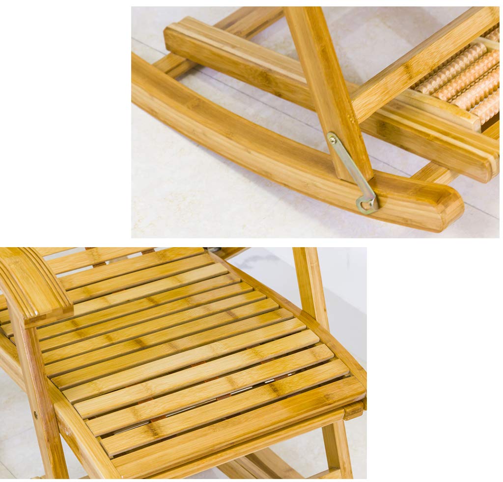 Silla Mecedora de jardín Sillón reclinable Plegable de bambú Reposabrazos Ajustable for Exteriores Silla Hamaca Plegable de Gravedad Cero, con reposapiés Acolchado de púrpura Máx. 150 kg