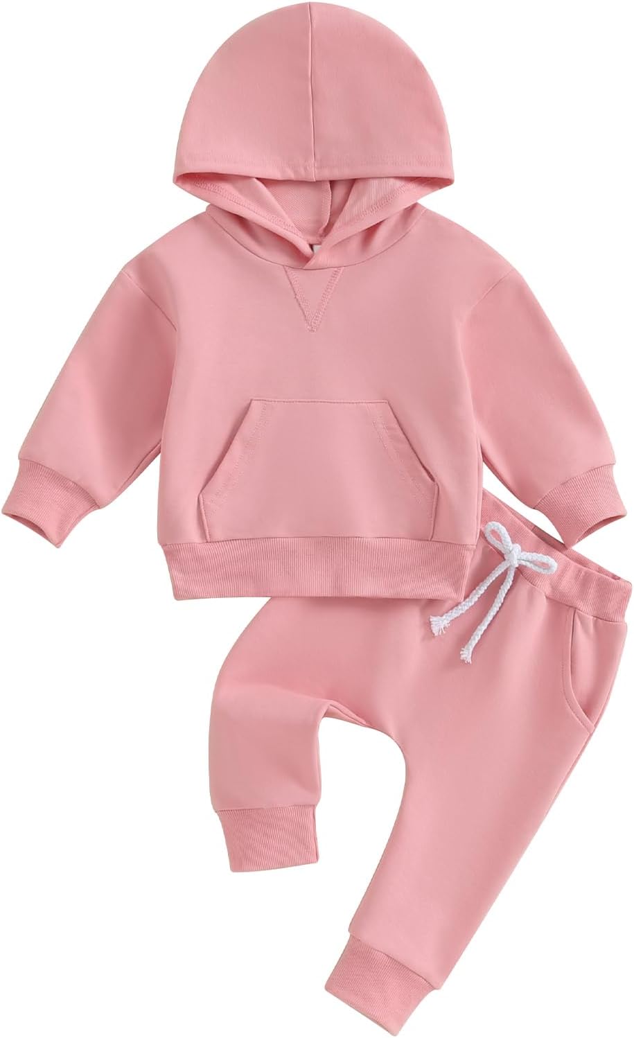 Toddler Baby Boy Girl Clothes Solid Color Hoodie Sweatshirt Top and Jogger Pants Set 2 Piece Fall Winter Outfits