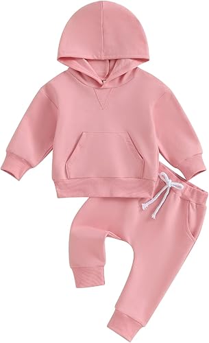Gueuusu Conjunto de sudadera con capucha y pantalones deportivos de manga larga para bebé niño y niña, para otoño e invierno