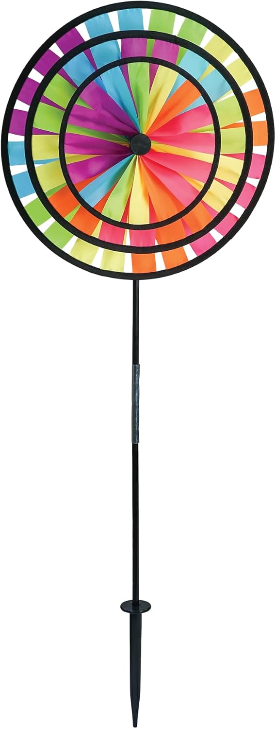 In the Breeze 14-Inch Duo Kaleidoscope Wheel Spinner, Outdoor Ground Décor, 2719