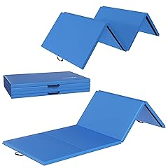 Folding Exercise Gymnastics Mat, 10'x4'x2" Gym Workout Mat with Carrying Handles High-Density Anti-Tear Portable Fitness Aerobics Mats for Home Gym Yoga Pilates Tumbling MMA Core Training, Multiple Co