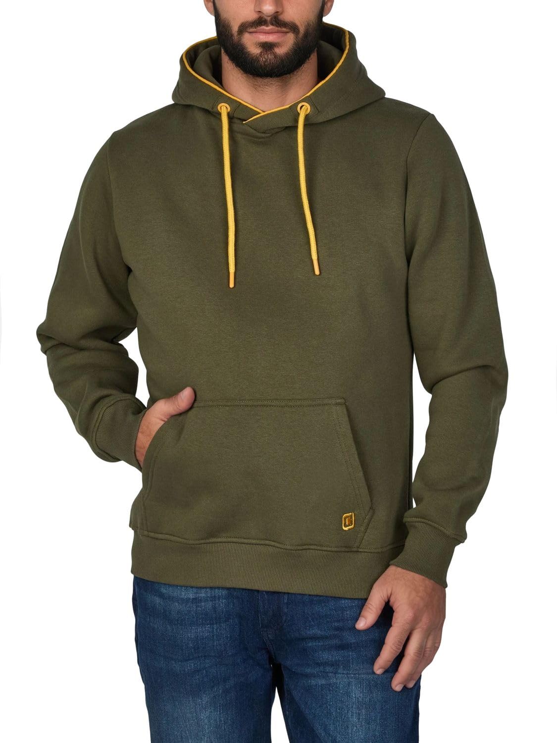 riverso RIVSandro Men's Hoodie, Regular Fit, Pullover, Sweatshirt, Streetwear, Brown, Red, Blue, Beige, Black, Green, S, M, L, XL, XXL, 3XL, 4XL, 5XL, Green (ivy green), 5XL