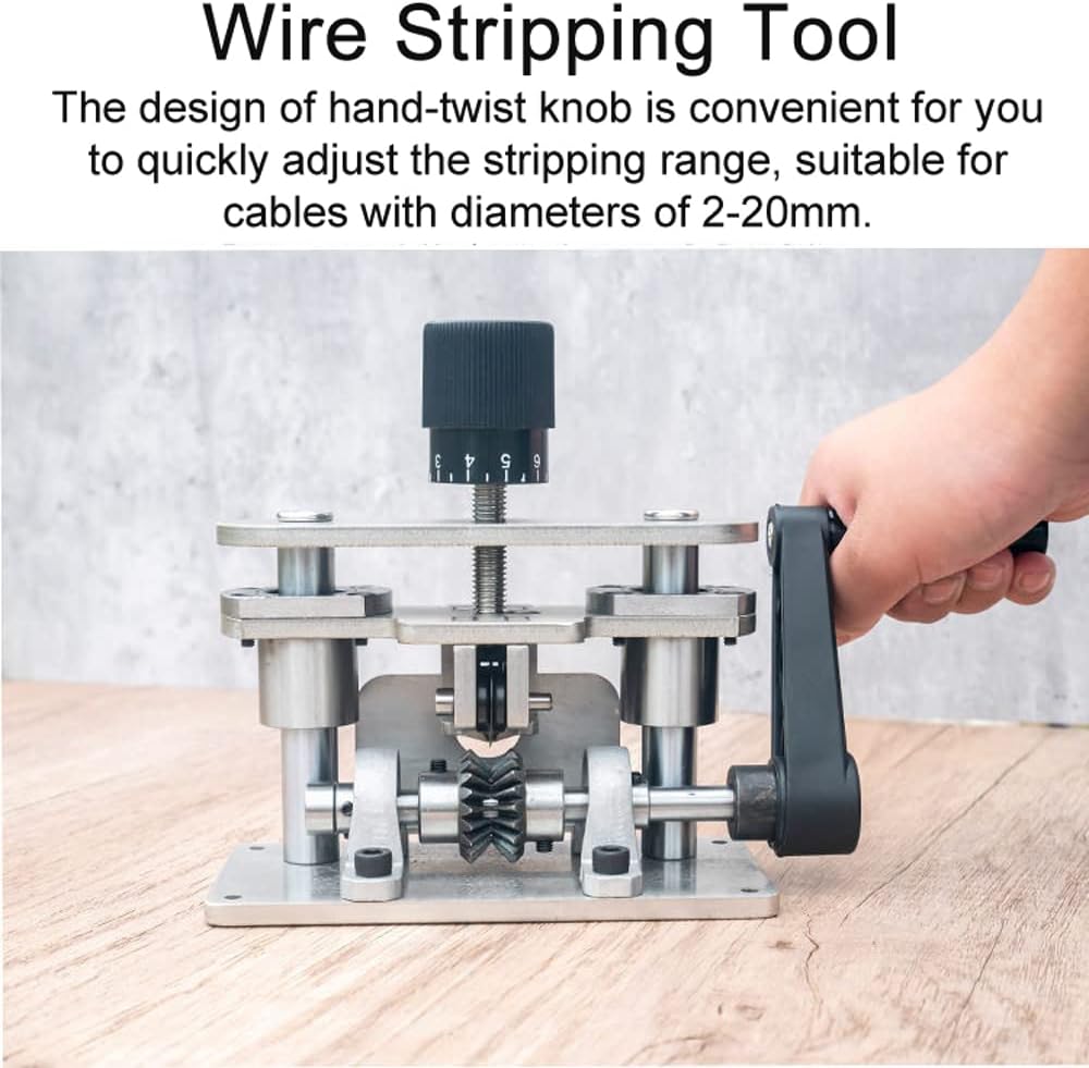 Portable Household Wire Stper Stainless Steel Manual Electric Wire Stping Scrap Copper Cable Peeling Hine with Hand Crank use with Hand Electric Drill for 2-20mm Diameter Wire