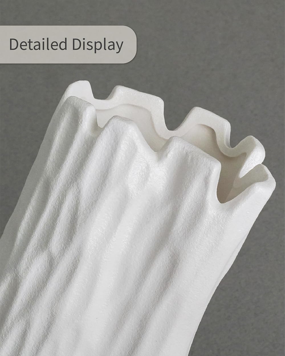 10.7 Inch White Ceramic Vase, Organic Nature Shape, OOSTONEE Boho Nordic Modern Style White Flower Vase, Shelf, Home, Living Room, Coffee Table Centerpiece, Ceramic vases for Home Decor