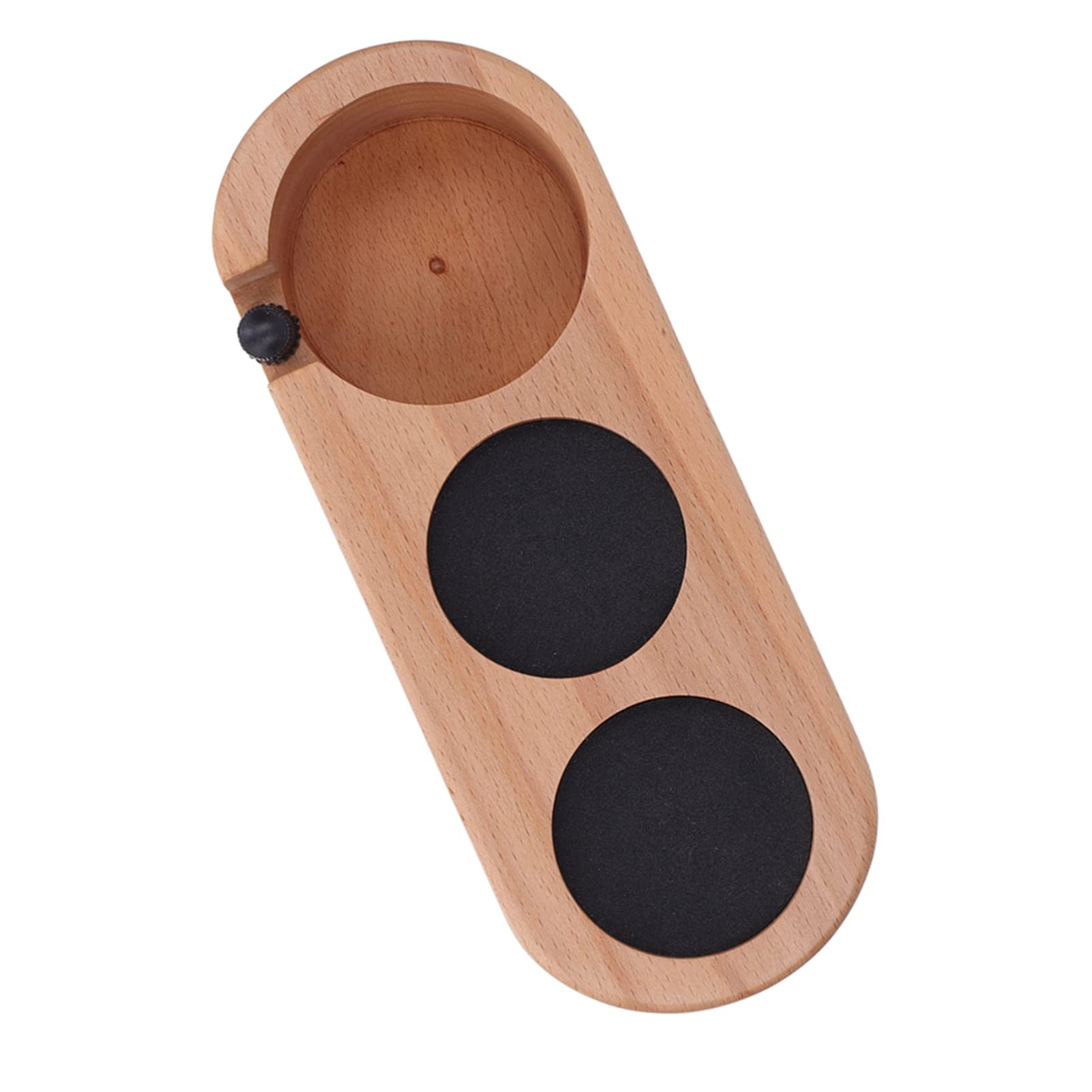 Soporte para prensa de café, estación de prensa de café de madera con 3 orificios para prensas de 58 mm y portafiltros, base antideslizante de haya para la configuración de barra