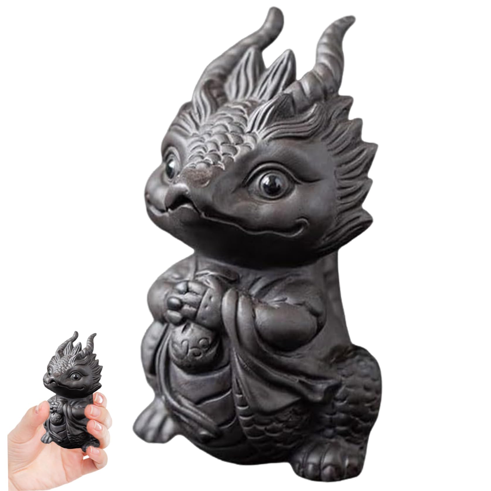 Perodlly Tea Pet, Chinese Zisha Dragon Tea Pets 3.7x2.8x2.3 Exquisite Traditional Purple Clay for Kungfu Water Teapot Tray Accessories Home Decor.