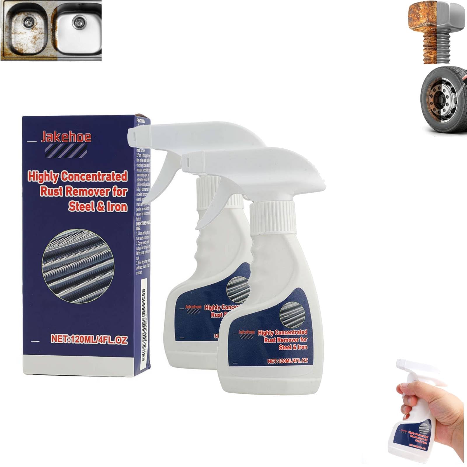 Rimozione della ruggine per metalli pesanti, 240 ml per acciaio e ferro, antiruggine altamente concentrato, spray anti-rus-t, spray multifunzionale per rimozione Rus-t, per vari metalli antiruggine