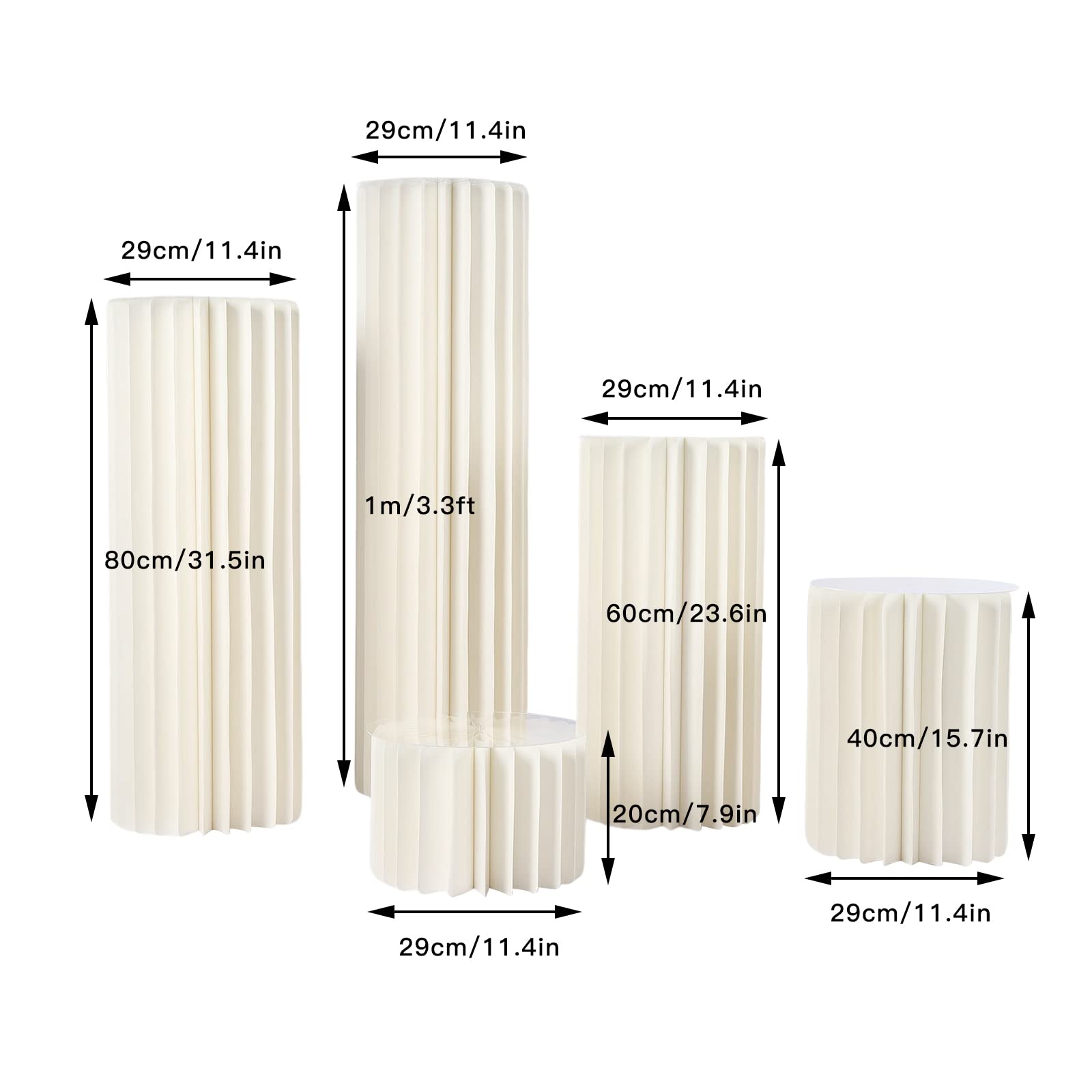 5 vasi a colonna per fiori per matrimonio, in cartone, pieghevoli, bianchi, con una piastra in PVC, per fidanzamento, compleanno, decorazione da tavolo per matrimoni