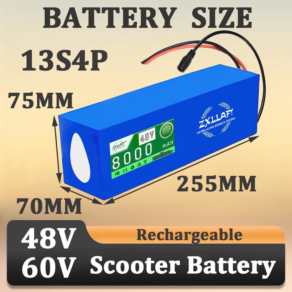 Batería de Litio de 48 V, 10 Ah y 8 Ah Batería Recargable 60 V Baterías para Patinete 48 V Baterías monopatín para Motor 250 W a 600 W con Cargador y BMS,48v8ah Anderson