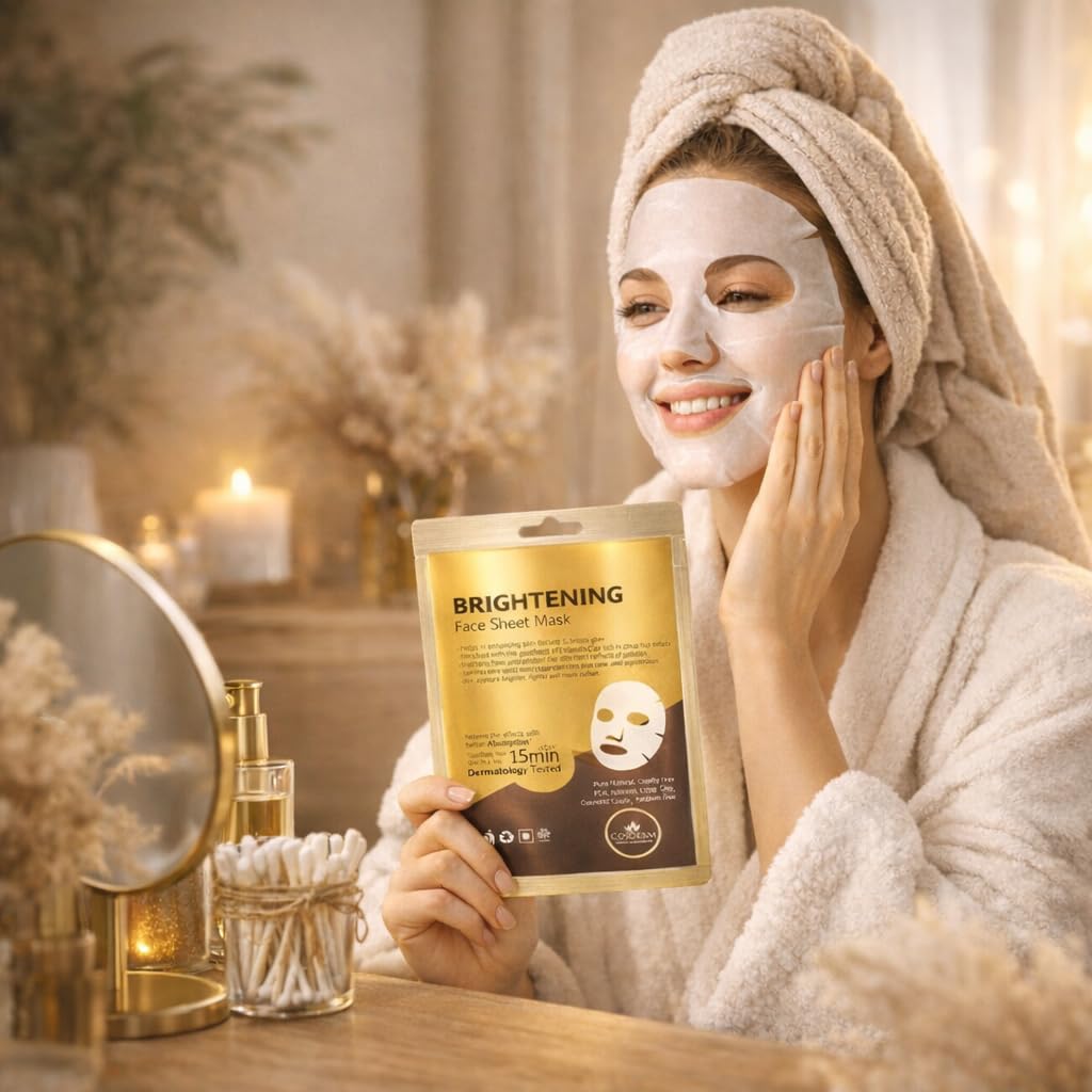 Brightening Face Sheet Mask Pack of 10 | Helps Unify Skin Tone & Enhance Natural Radiance | Refreshing Sheet Mask for Luminous, Even-Looking Skin 3