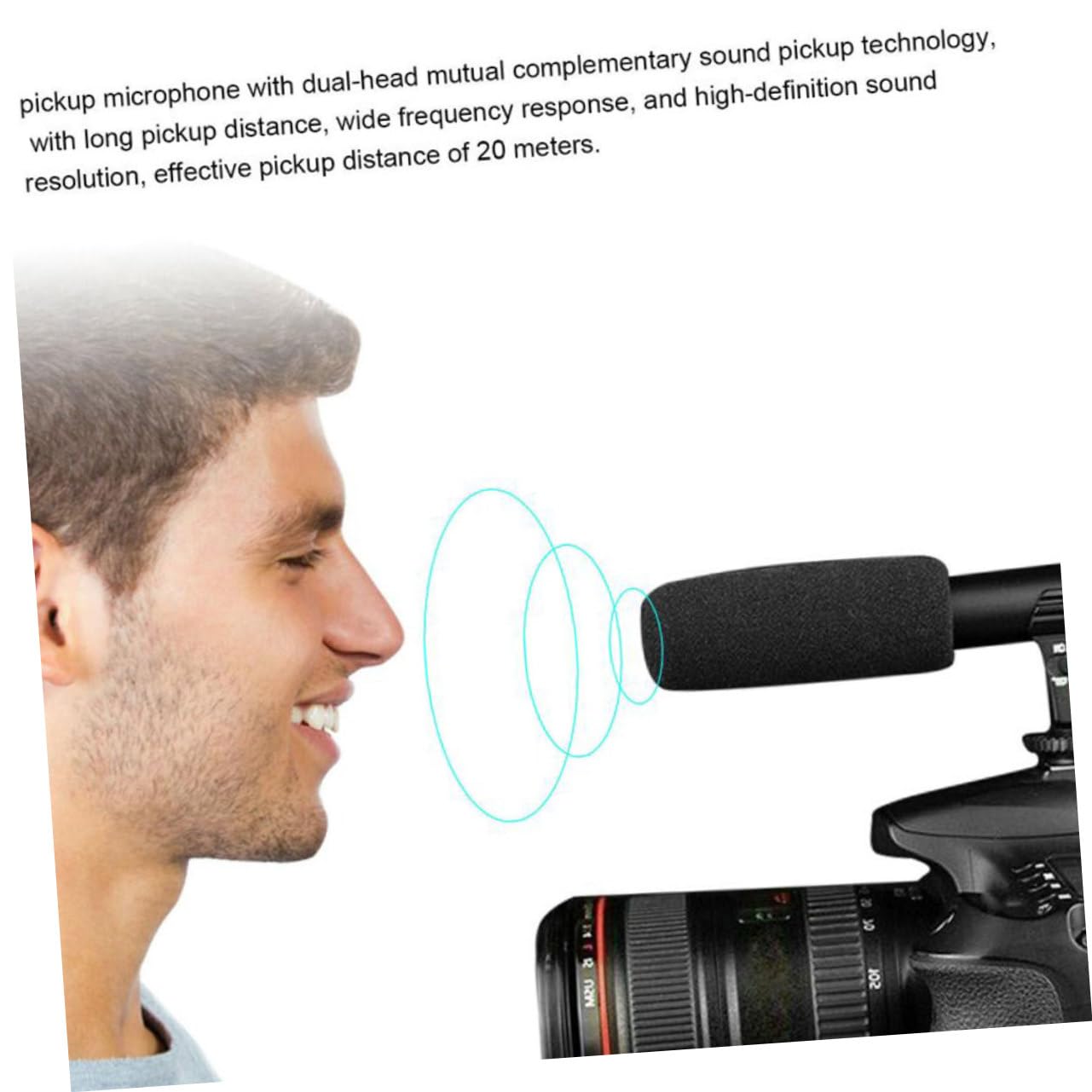 Microfono per Interviste Cardioide Professionale per Fotocamera DSLR e Videocamere Microfono di Registrazione con e Montaggio Compatibile con Smartphone e Tablet